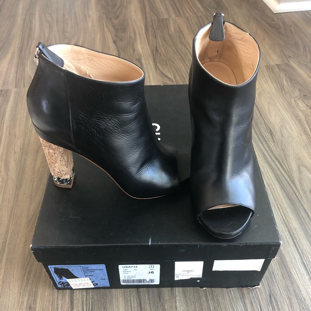 Chanel open toe booties